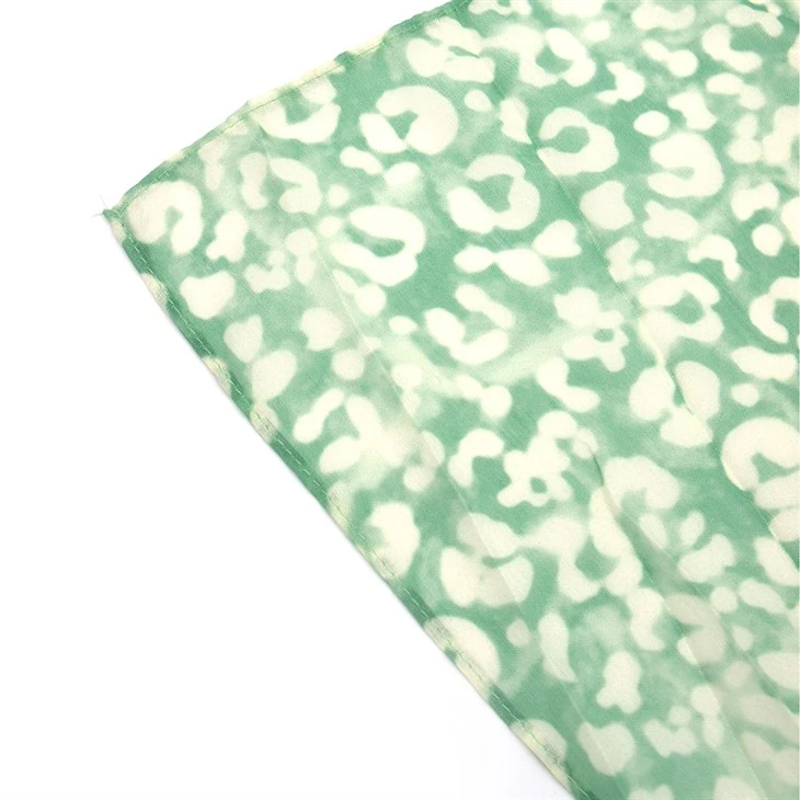 Green Floral Polyester Scarf Green Floral Polyester Scarf